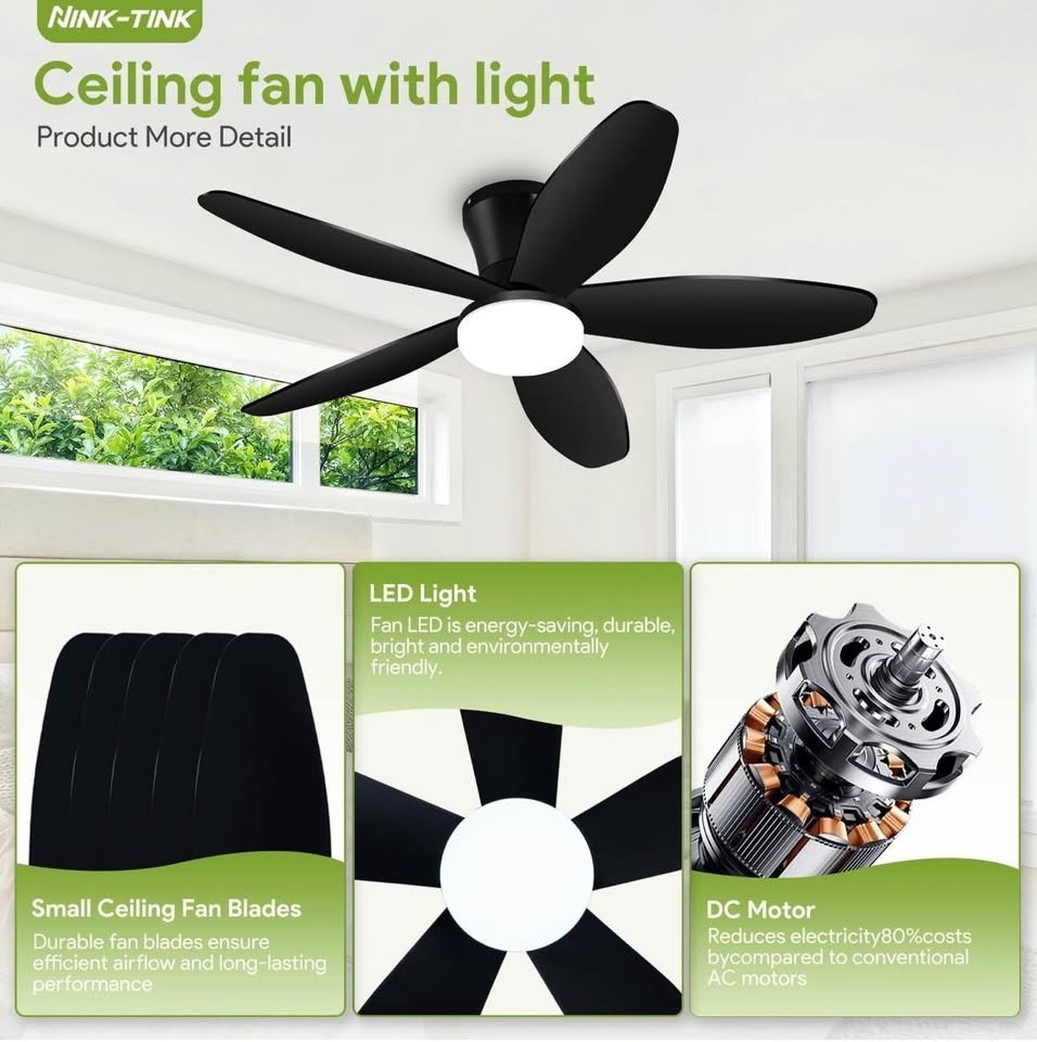 Nink tink 42" Flush Mount Ceiling Fan with Light & Remote - photo 3