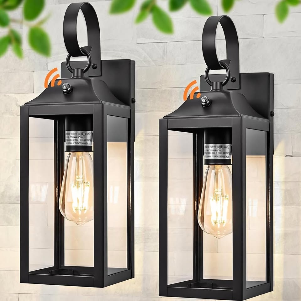 New Dusk to Dawn Wall Lights 2 Pack, Black Outdoor Light Fixture