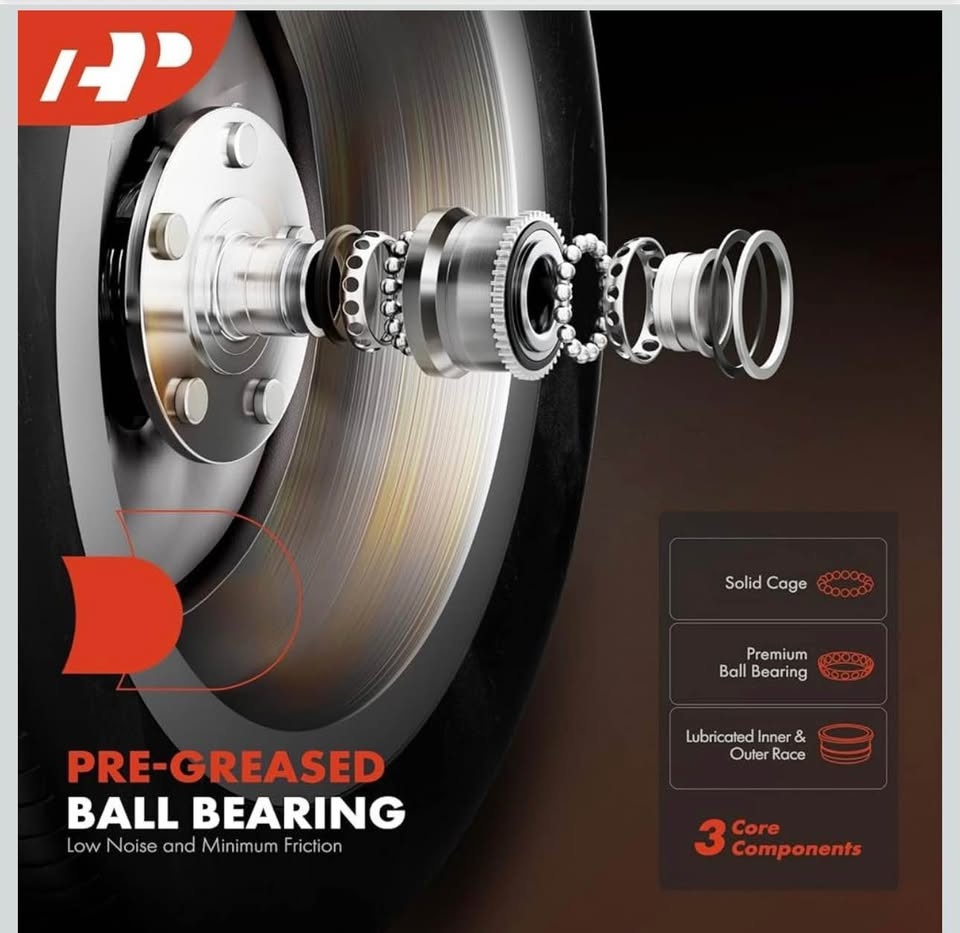 A-Premium Rear Wheel Bearing & Hub Assembly (2-Pack) for VW GTI, - photo 2
