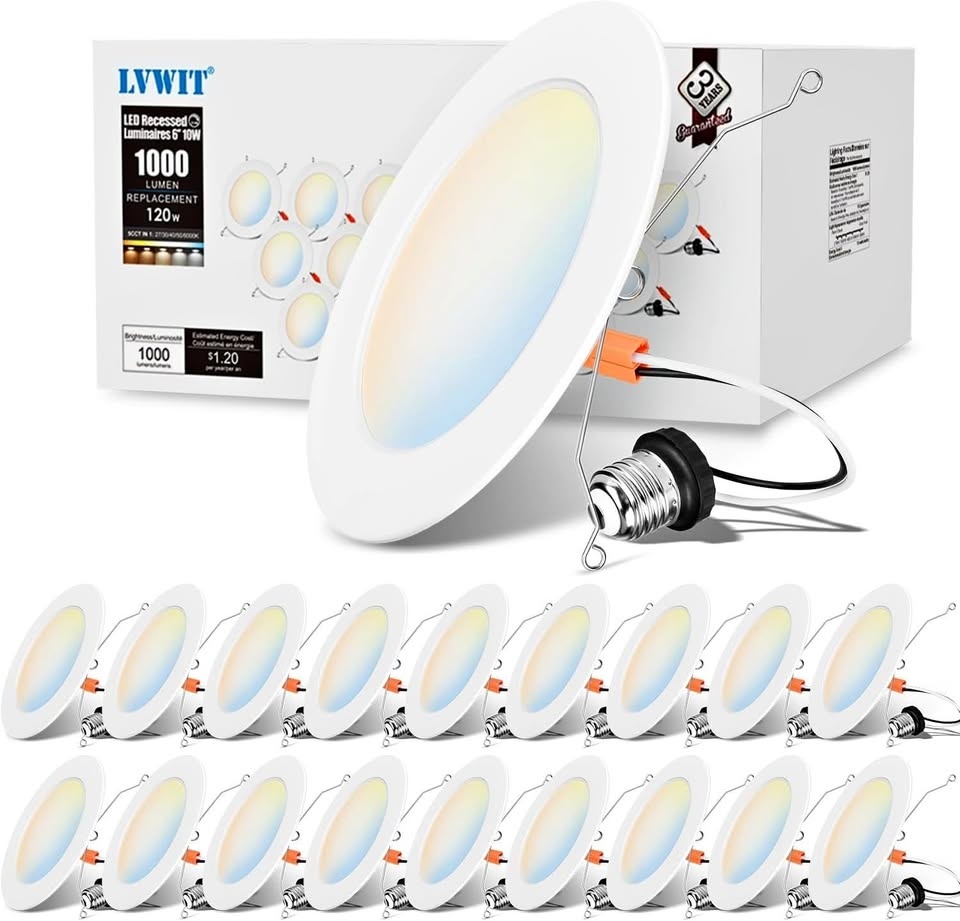 18pk LVWIT 6" 5CCT LED Downlights - Dimmable, IC Rated