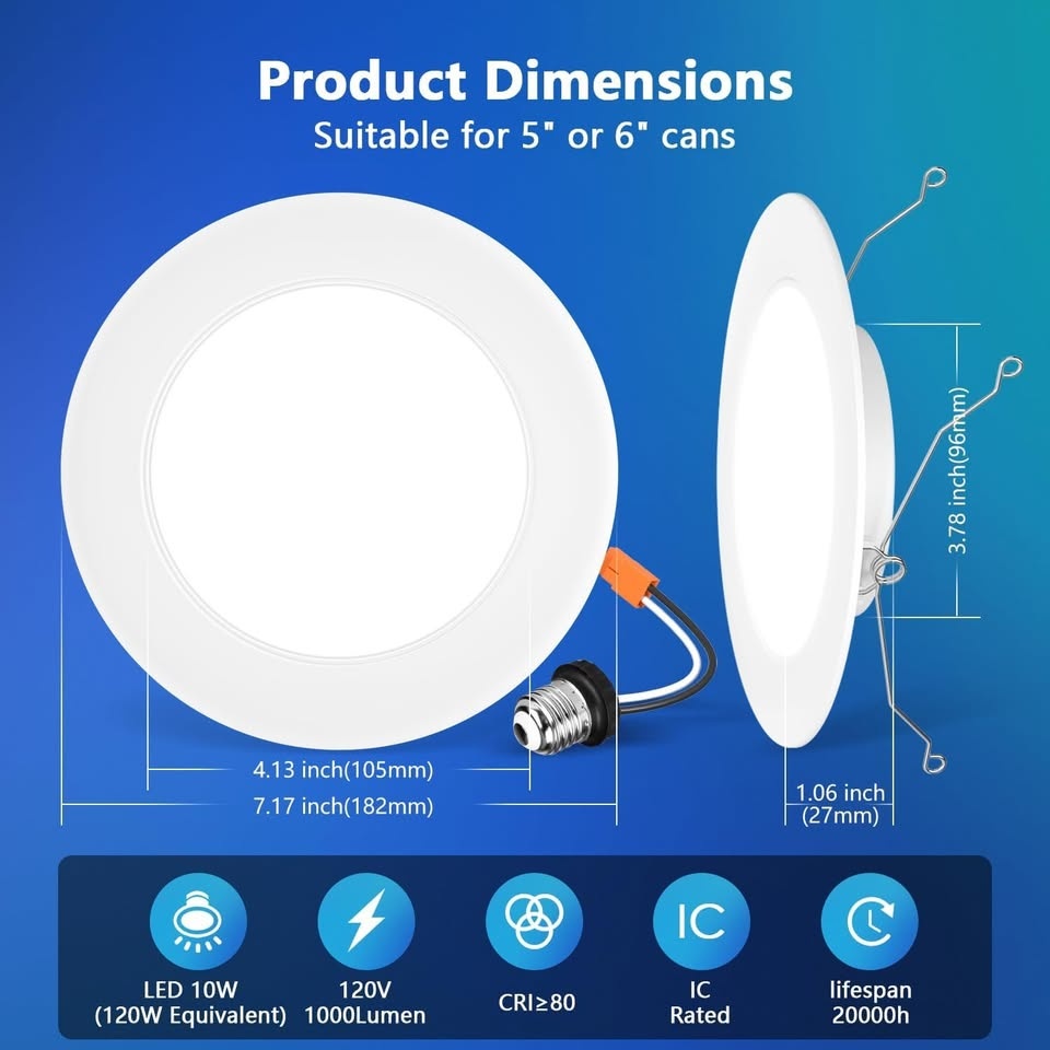 18pk LVWIT 6" 5CCT LED Downlights - Dimmable, IC Rated - photo 3