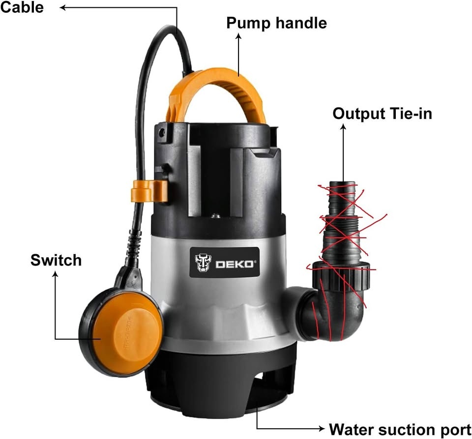DEKOPRO 1/2HP 400W Sump Pump 1981GPH Submersible Water Pump