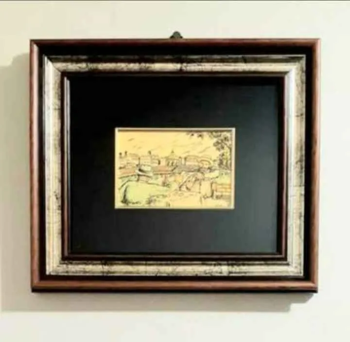 Italian Signed Giusti 23 Kt Gold Cromolithographie Art image indicator(4)