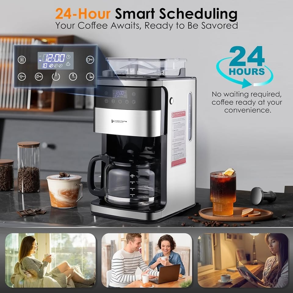Homtone 10-Cup Programmable Coffee Maker with Burr Grinder - photo 5