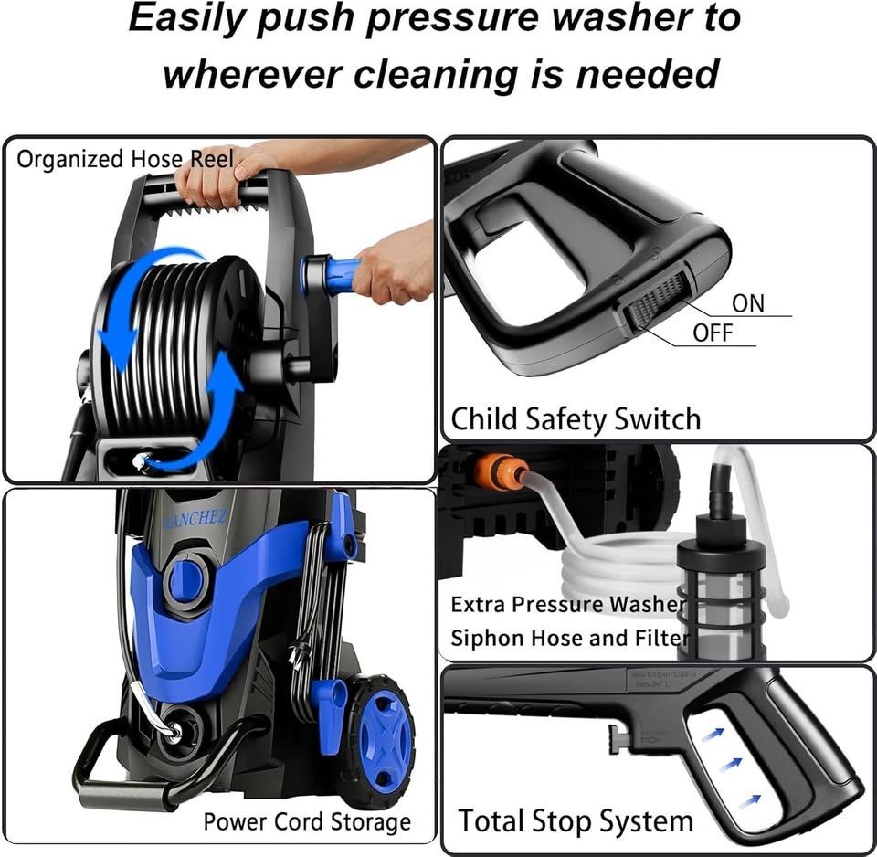Lanchez Electric Pressure Washer, Upgraded Nozzles Set, 4800 PSI - photo 5
