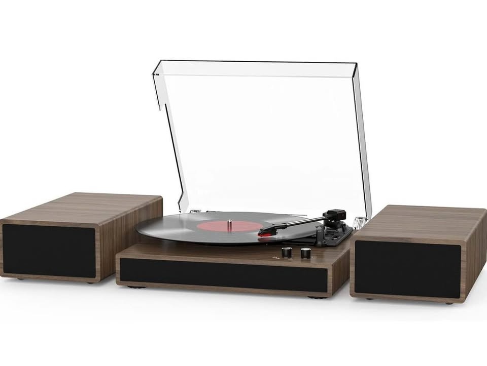 Vintage Turntable with Bluetooth Speakers