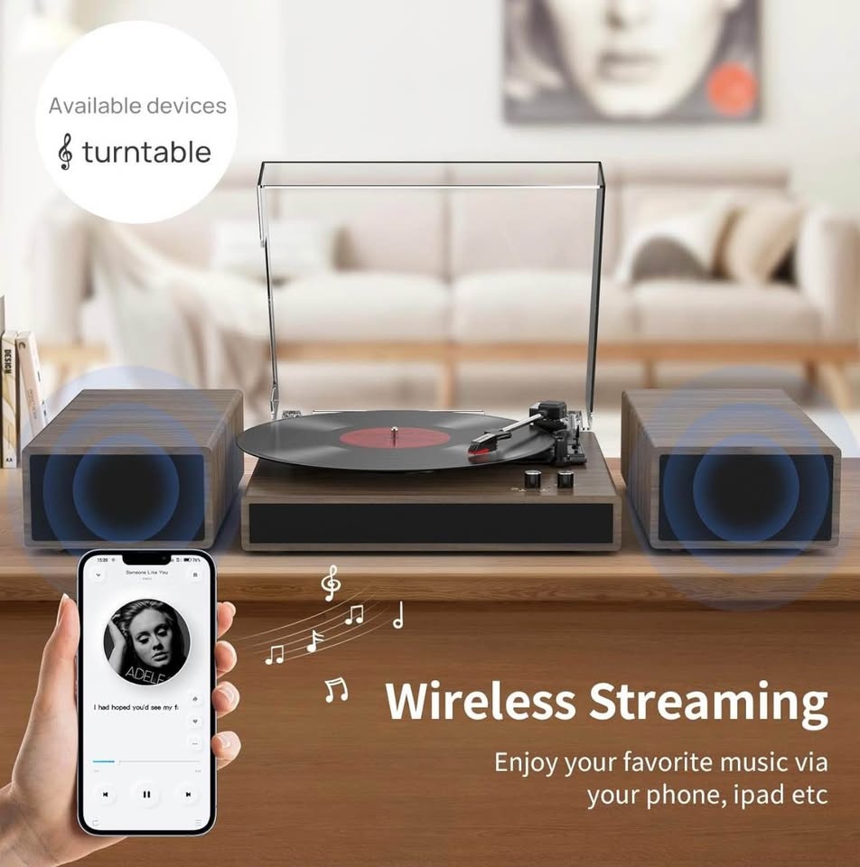 Vintage Turntable with Bluetooth Speakers - photo 3