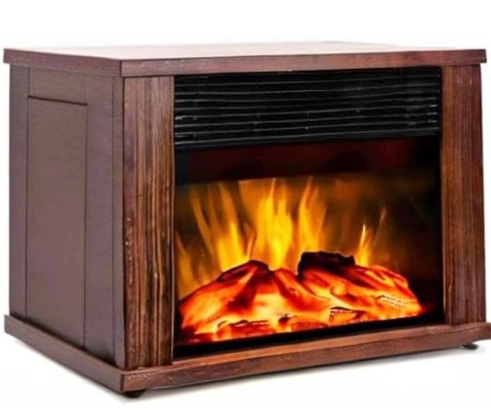 Mini Electric Fireplace Heater - 1500W Portable Wood Frame