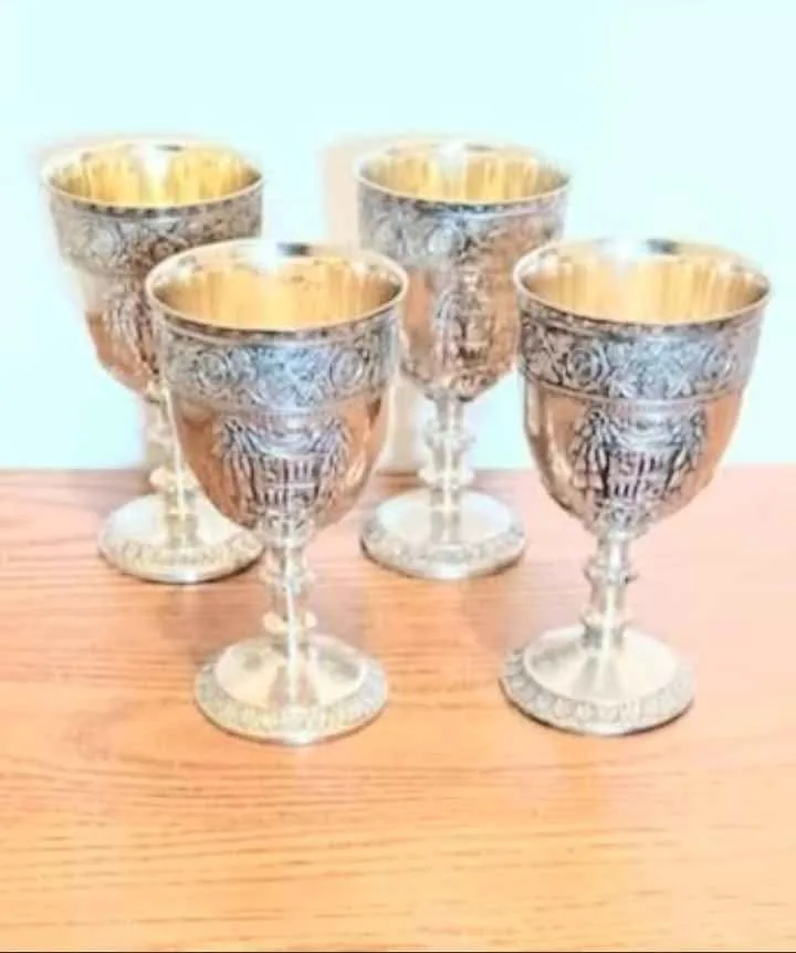 Rare 1950's Corbell Set of 4 S.P. Wine Goblets image indicator(2)