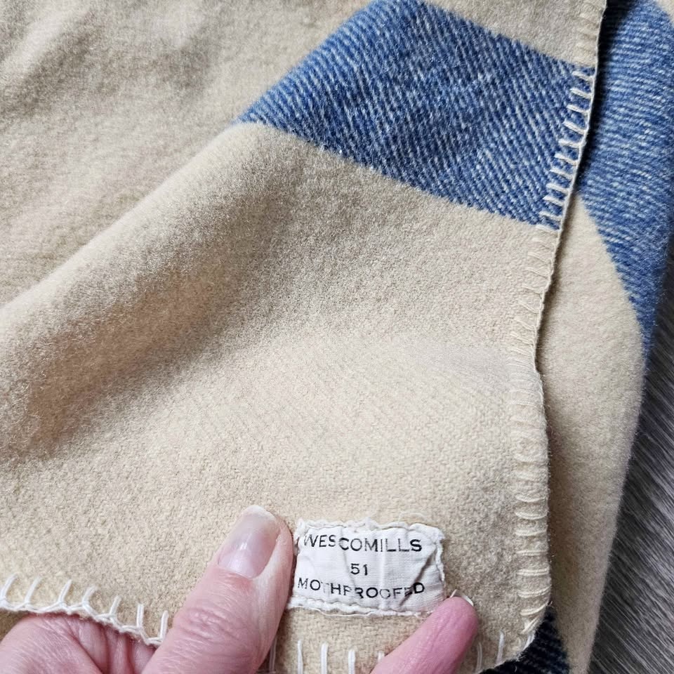 Wescomills Wool Blanket Blue Stripes