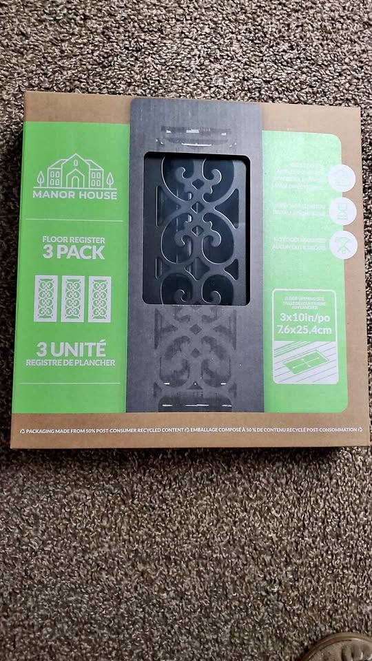 3 x 10 Inch Floor Grilles - 3 Pack