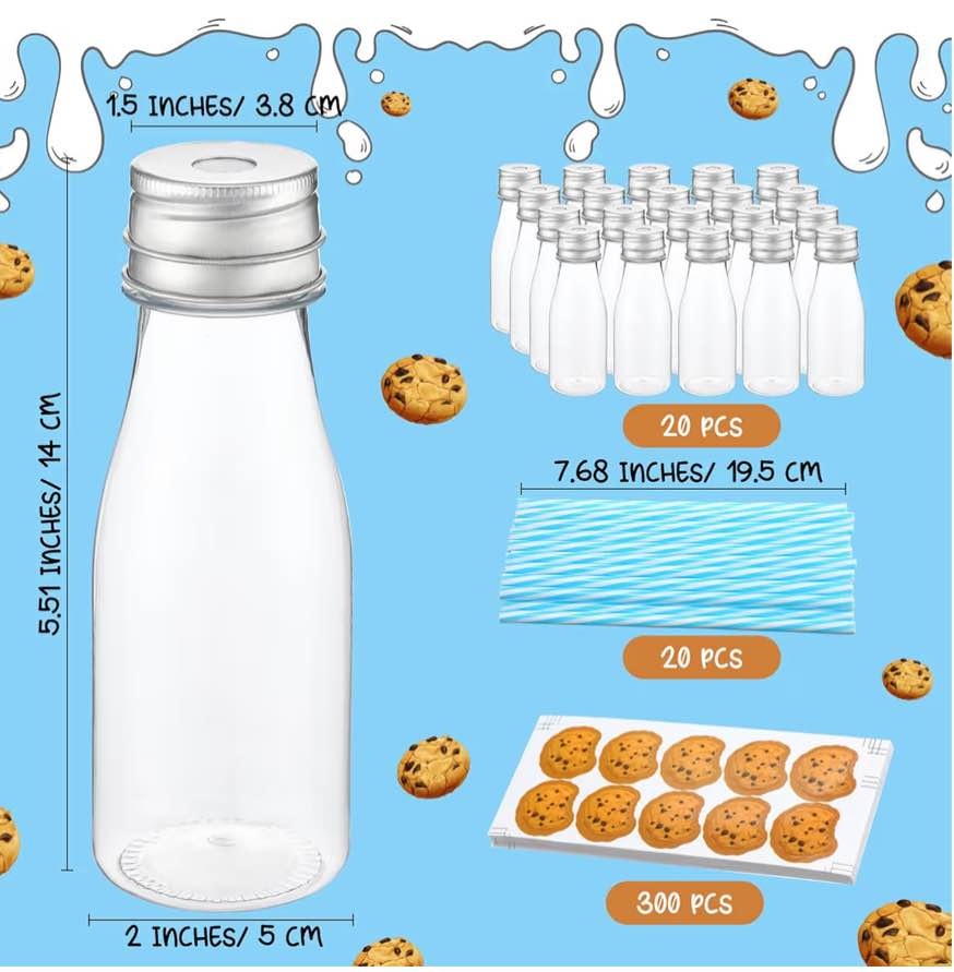 Yungyan 20 Pcs Plastic Bottles with Straws and Lids + Cookie Sti - photo 2