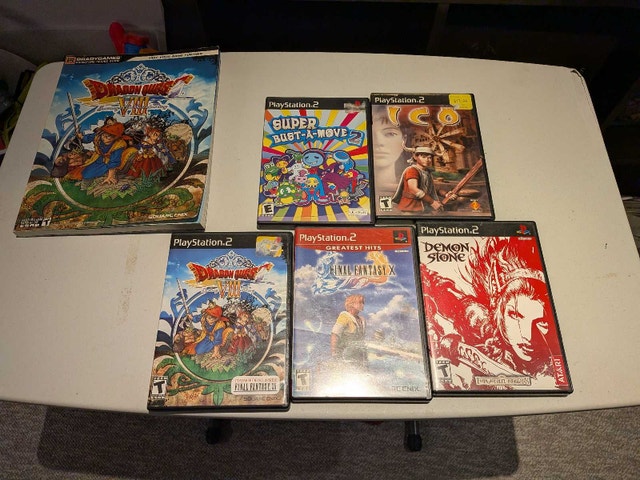 PS2 5 Game Lot: Dragon Quest VIII, FFX, ICO, Demon Stone, Bust-A