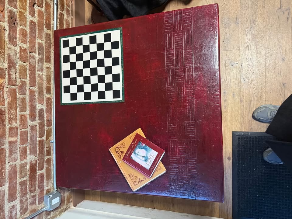 HANDMADE Red Coffee Table with Chessboard Top - photo 5