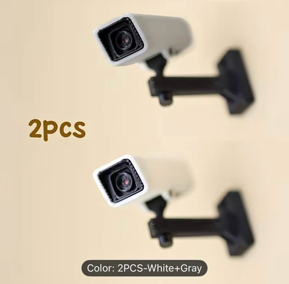 2pc Mini Security Cameras White Gray Dollhouse Decor