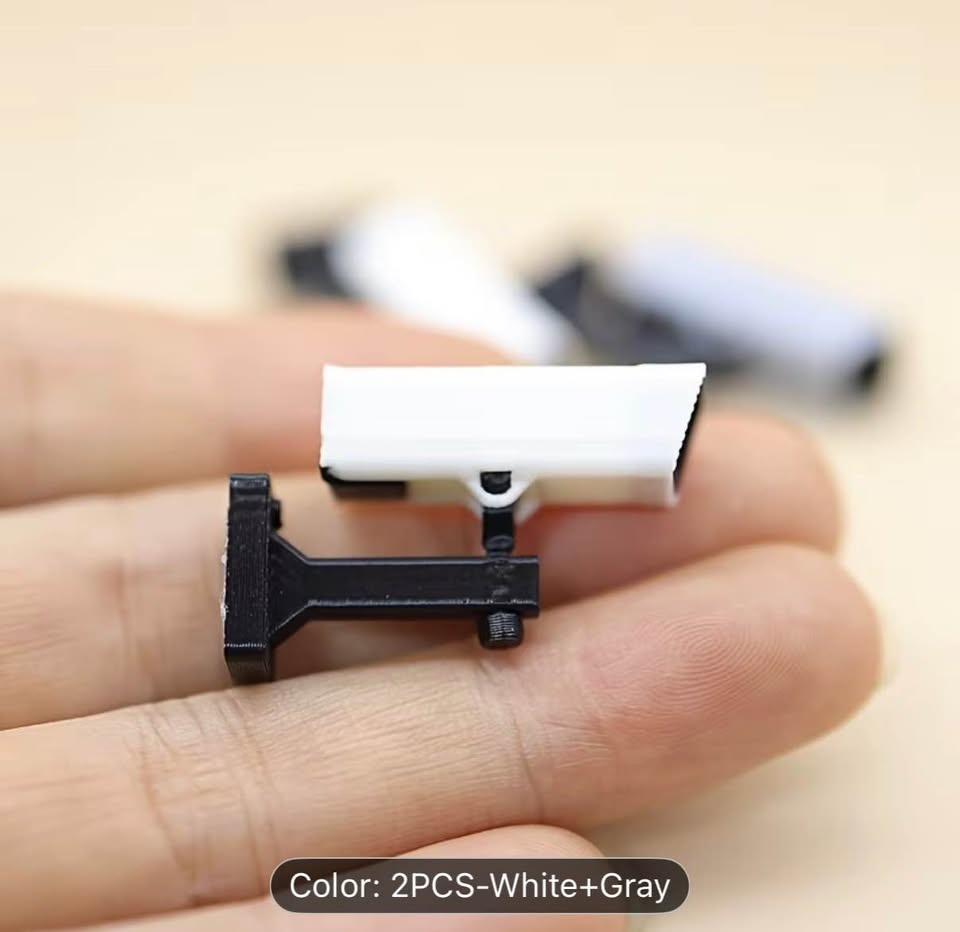 2pc Mini Security Cameras White Gray Dollhouse Decor - photo 2