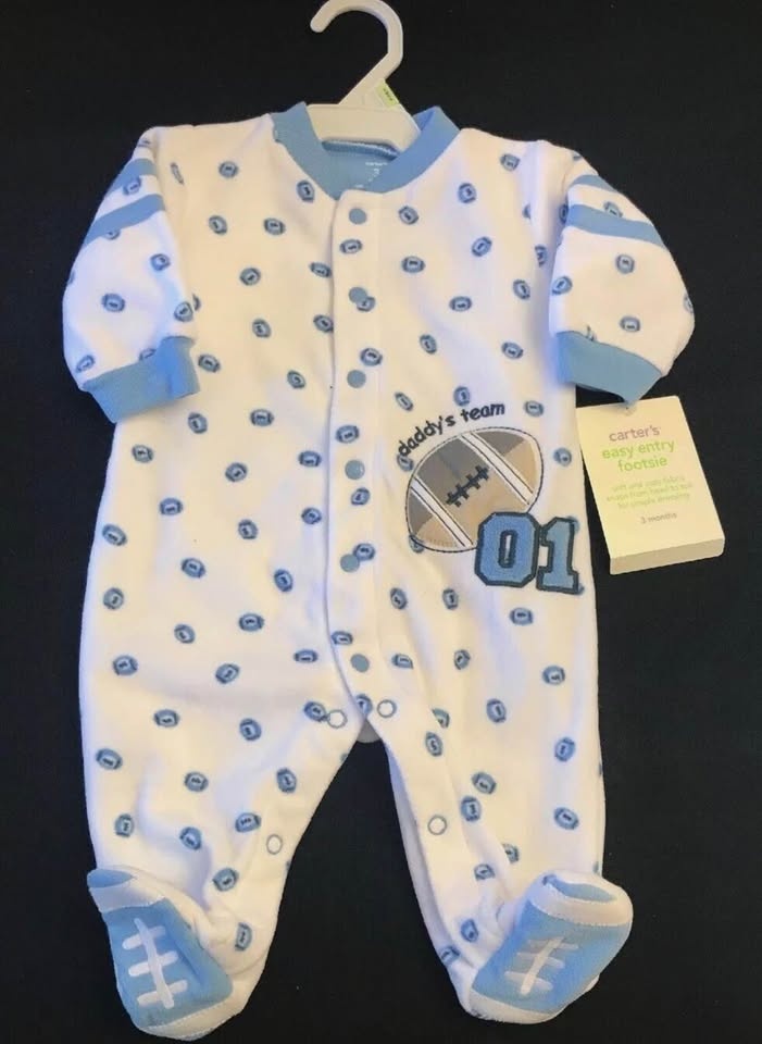 Baby Boy Blanket Shadow Box Sleeper 3 Months Football - photo 5