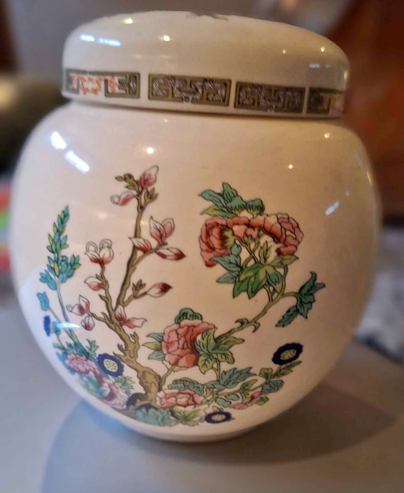 Vintage Sadler Fine China Ginger Jar - Indian Tree Design