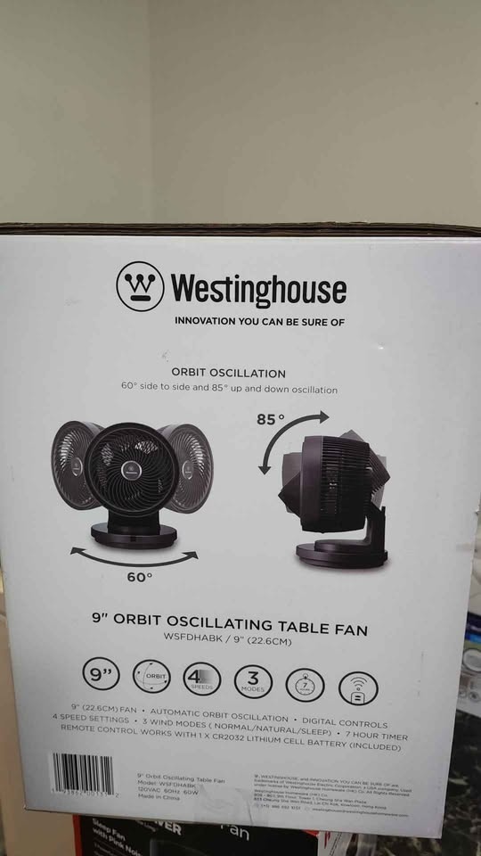 Westinghouse 9" Orbit Oscillating Table Fan - photo 3