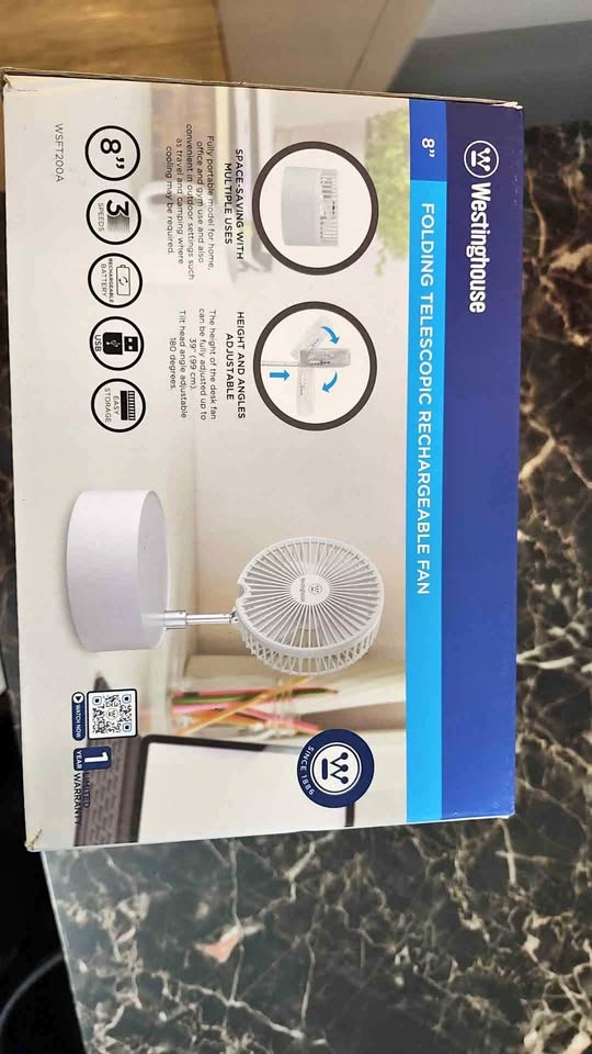 Westinghouse 8" Folding Telescopic Rechargeable Fan