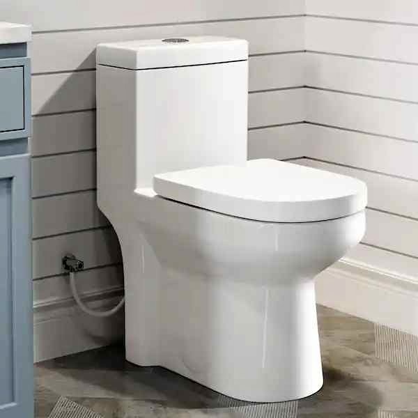 Hanikes One-Piece Dual Flush Round Toilet - White