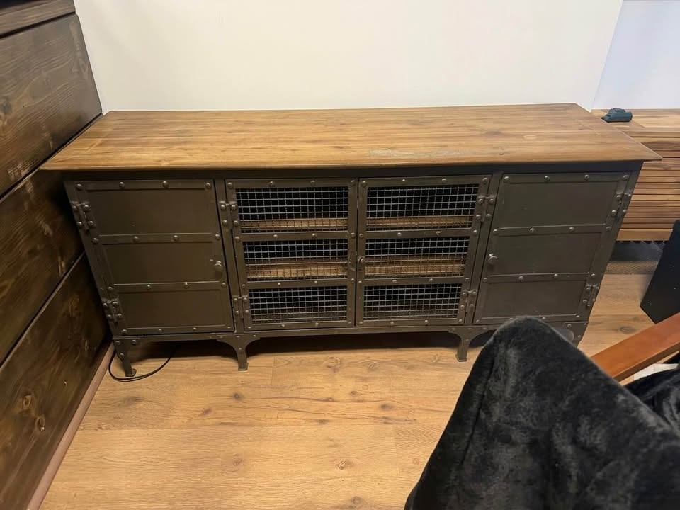 Industrial Metal Wood Console Cabinet - photo 2