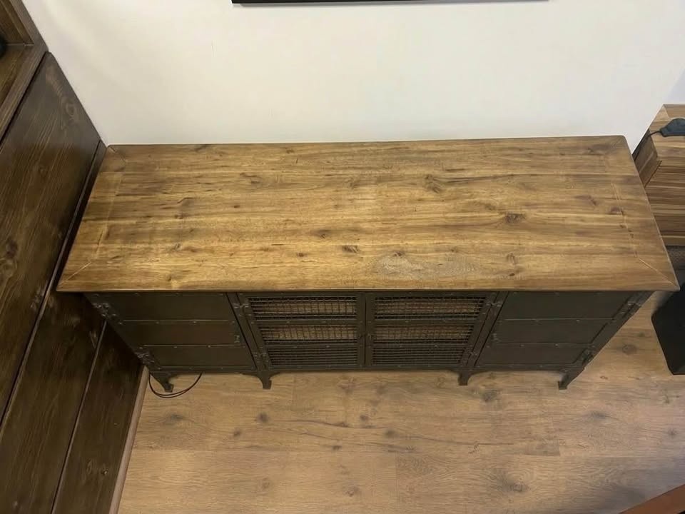 Industrial Metal Wood Console Cabinet - photo 4