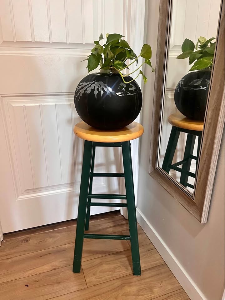 Wooden Green Stool / Plants Stand