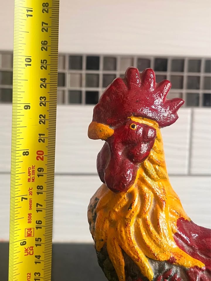 Vintage Cast Iron Rooster Door Stop 10” Tall - photo 4