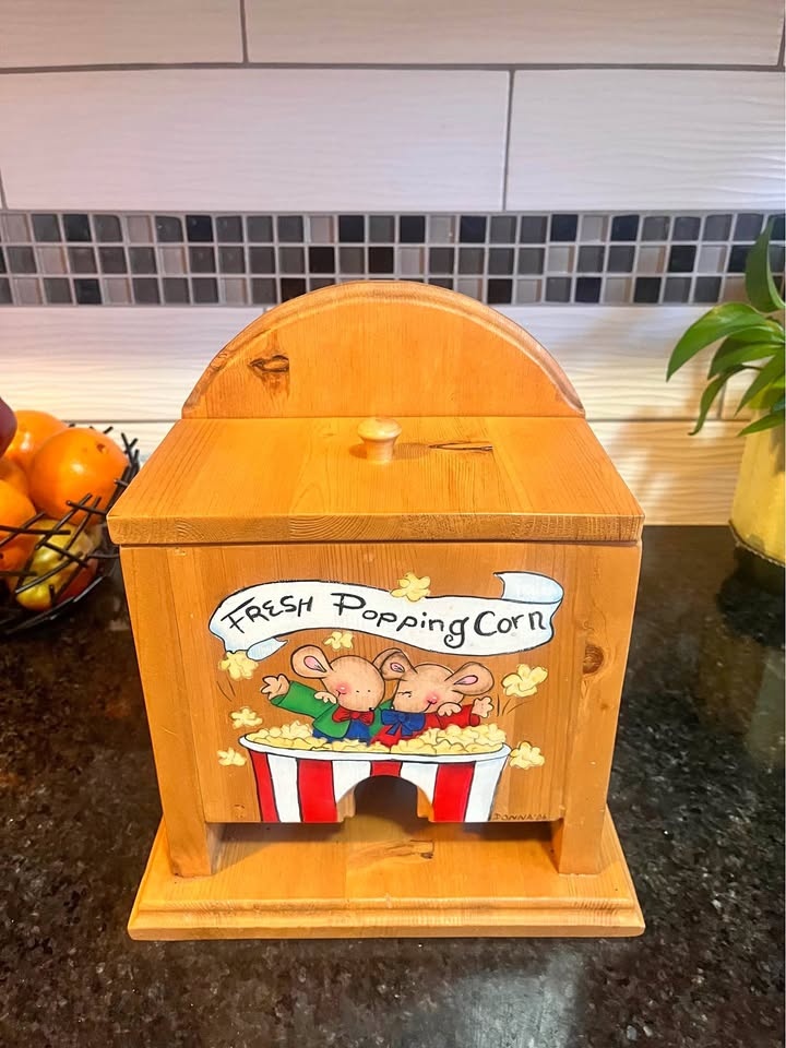 Vintage Handmade Wooden Microwave Popcorn Bag Dispenser