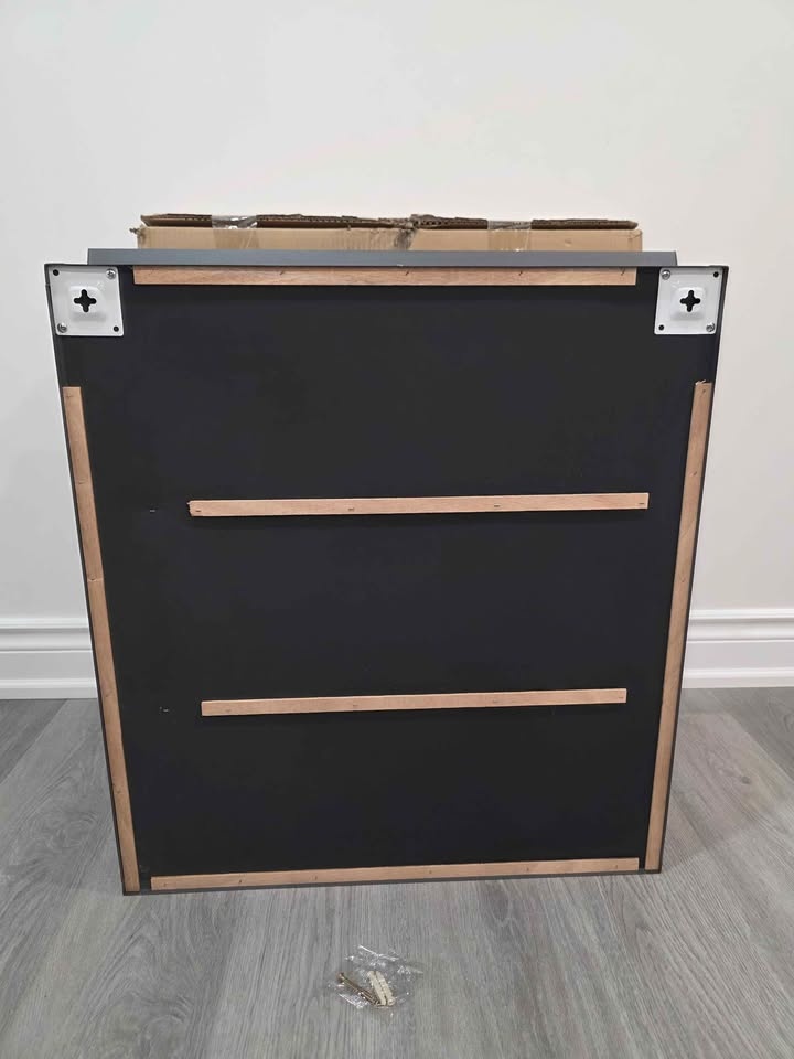 New Mirrored Wall Cabinet w/ Shelves - Dark Gray & Gold - photo 2