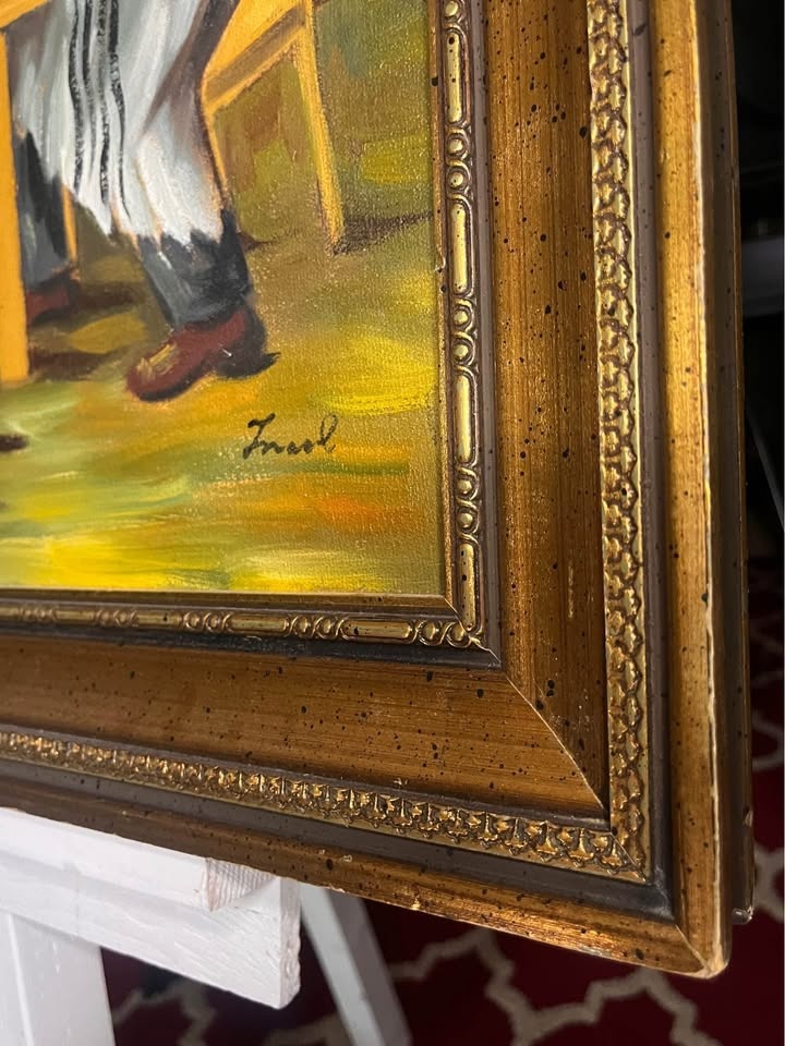 Vintage Judaica Oil Painting of Jewish Rabbis – Signed "B. Sade" - photo 5