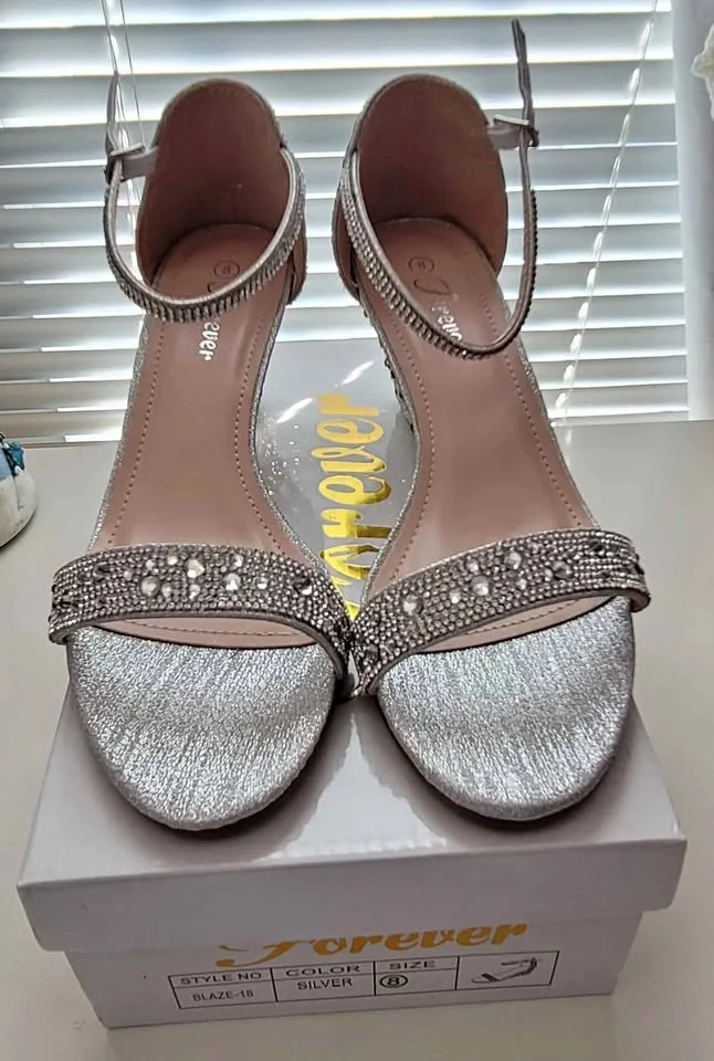 NEW Silver Wedding Wedge Heels Size 8 thumbnail