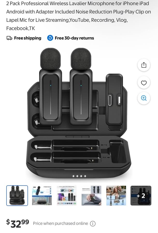 Wireless Lavalier Mic 2-Pack for iPhone Android - photo 2