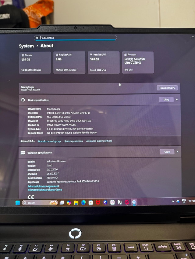 Lenovo Legion 5 Pro Gaming Laptop. Like new (3 months Old)