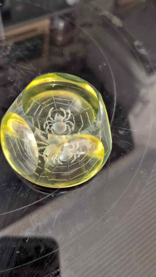 Vintage Webb Corbett Uranium Glass Spider Paperweight
