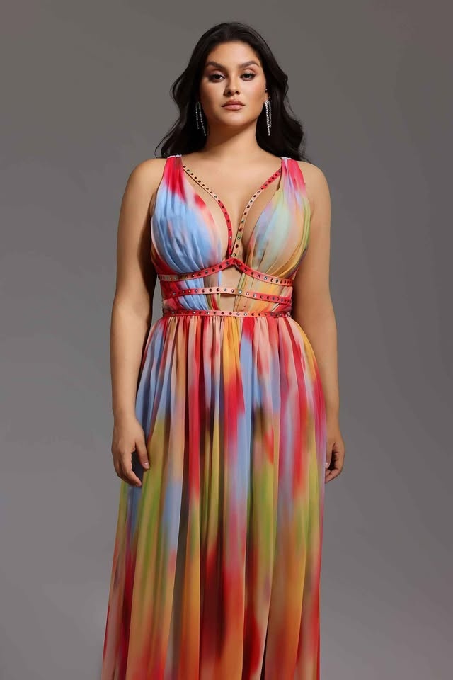 Bella Barnett Vibrant Beaded Cutout Maxi Dress