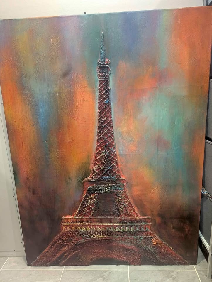 Eiffel Tower Textured Painting Art