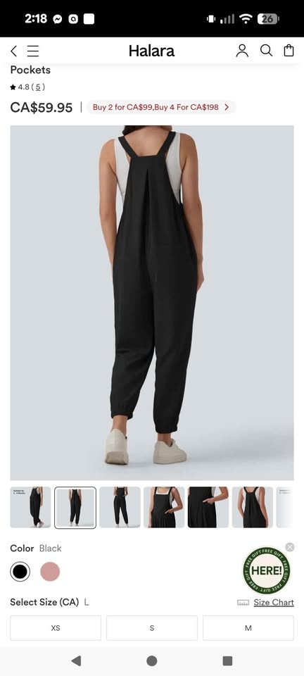Waffle Casual Maternity Jogger Overalls Black/L - photo 2