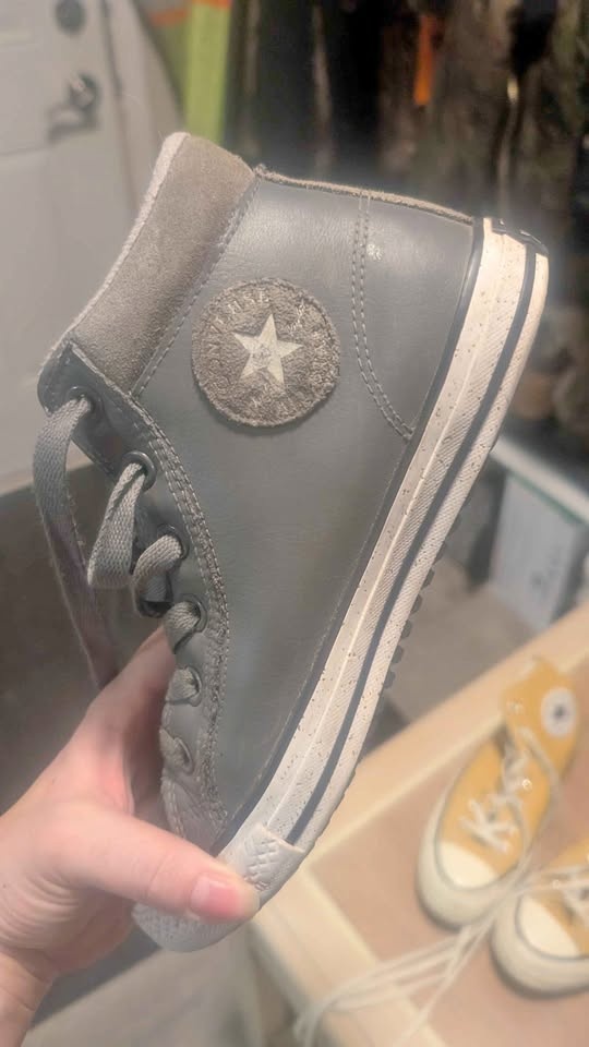 Converse Grey Leather High-Top Sneakers Junior US 5