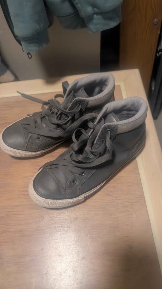 Converse Grey Leather High-Top Sneakers Junior US 5 - photo 5