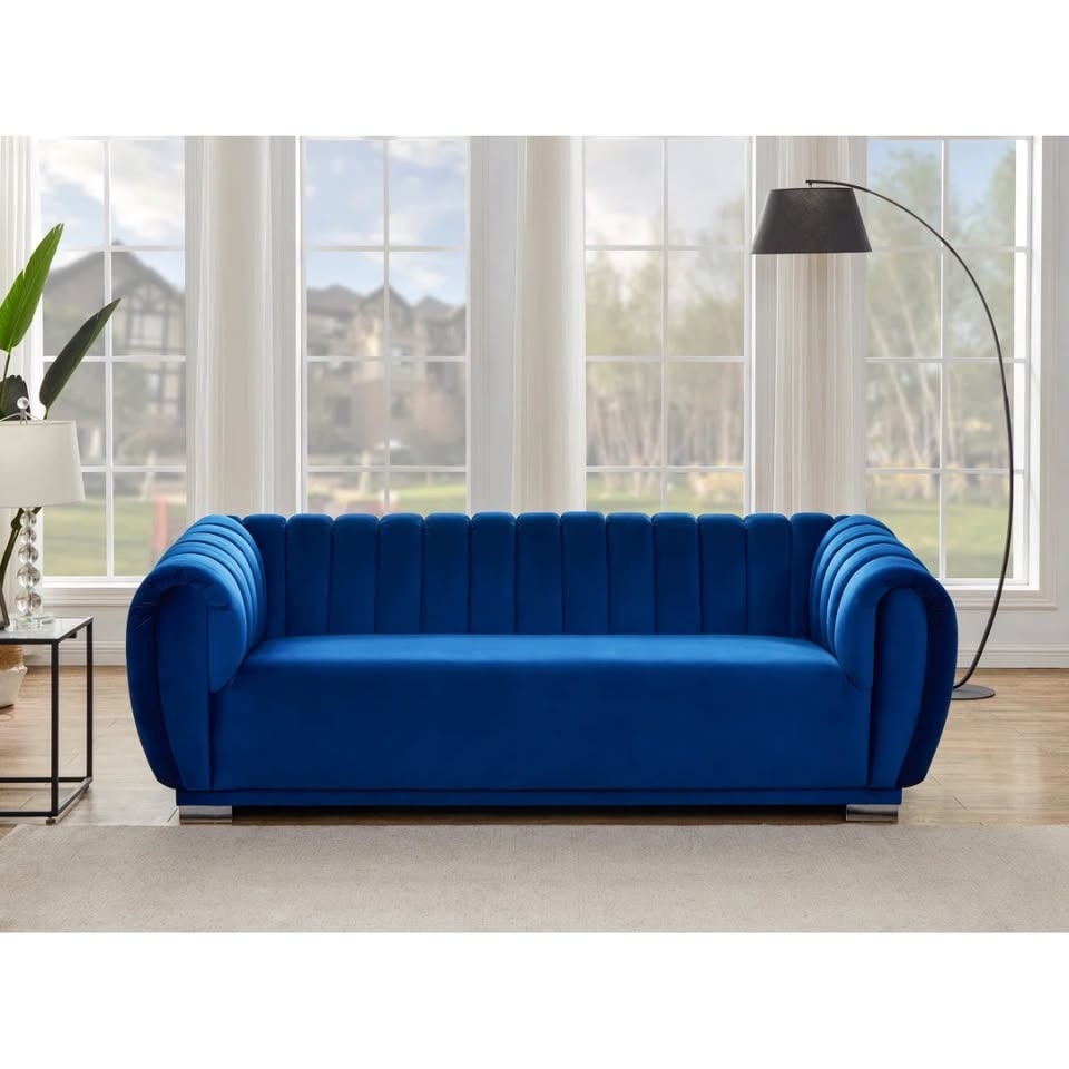 Byrd 91" Velvet Rolled Arm Sofa - photo 5