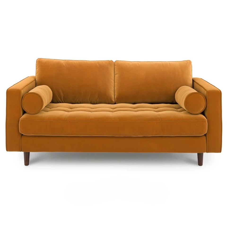 Tufted Velvet Loveseat - Plush Pacific Ginger 72" - photo 2