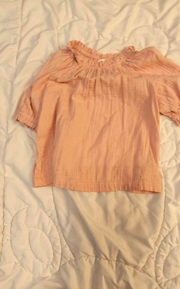 Cute pink top with pink polka dots, size 10-12 crop top