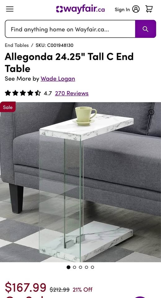 Allegonda 24.25" Tall C End Table