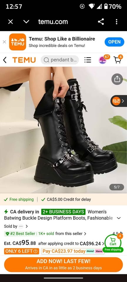 Gothic Bat Buckle Platform Boots - Mid-Calf Motorcycle Style - photo 5