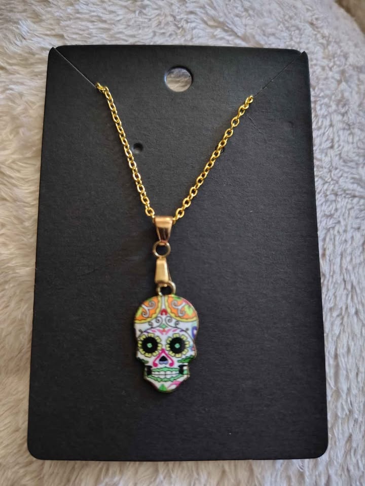 New Handmade Day of the Dead Sugar Skull Earrings & Necklaces - photo 2