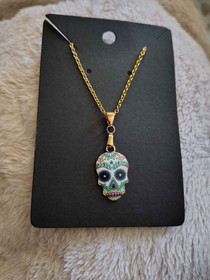 New Handmade Day of the Dead Sugar Skull Earrings & Necklaces - photo 3