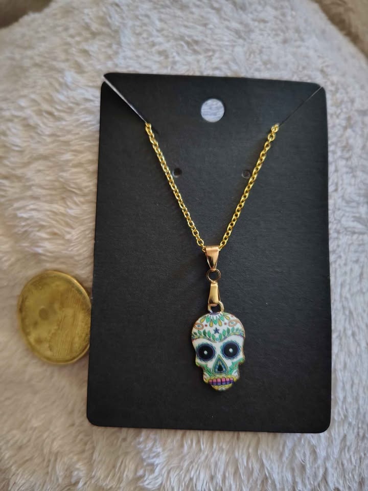 New Handmade Day of the Dead Sugar Skull Earrings & Necklaces - photo 4