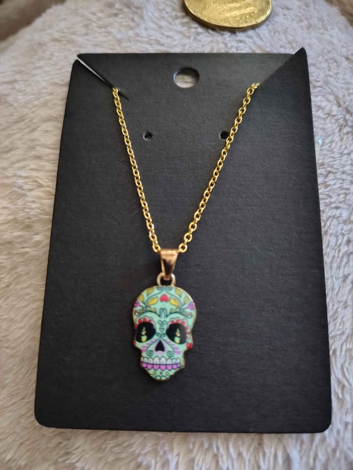 New Handmade Day of the Dead Sugar Skull Earrings & Necklaces - photo 5